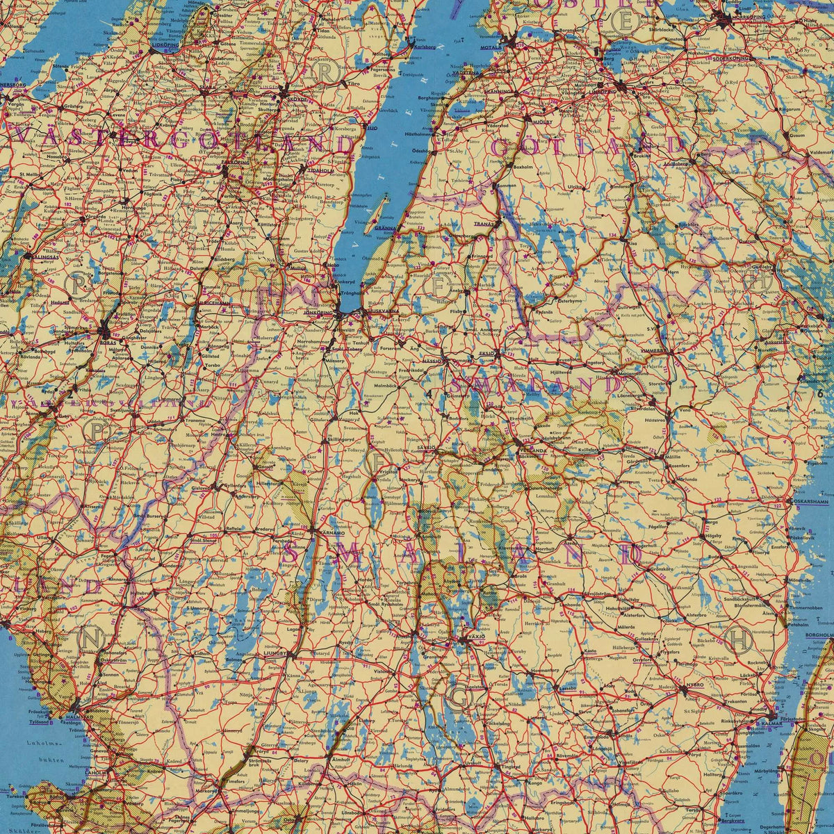 Vägkarta över Sverige 1949 - Vejkort - 84×90 cm – billede 4