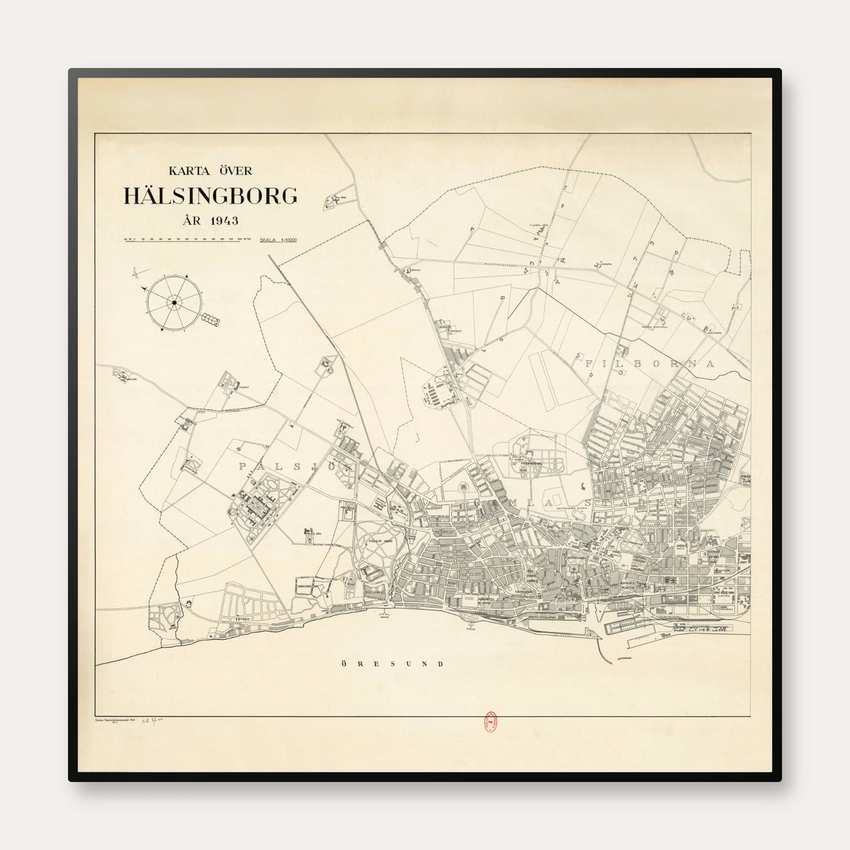 Karta över Hälsingborg 1943 - Bykort – billede 1