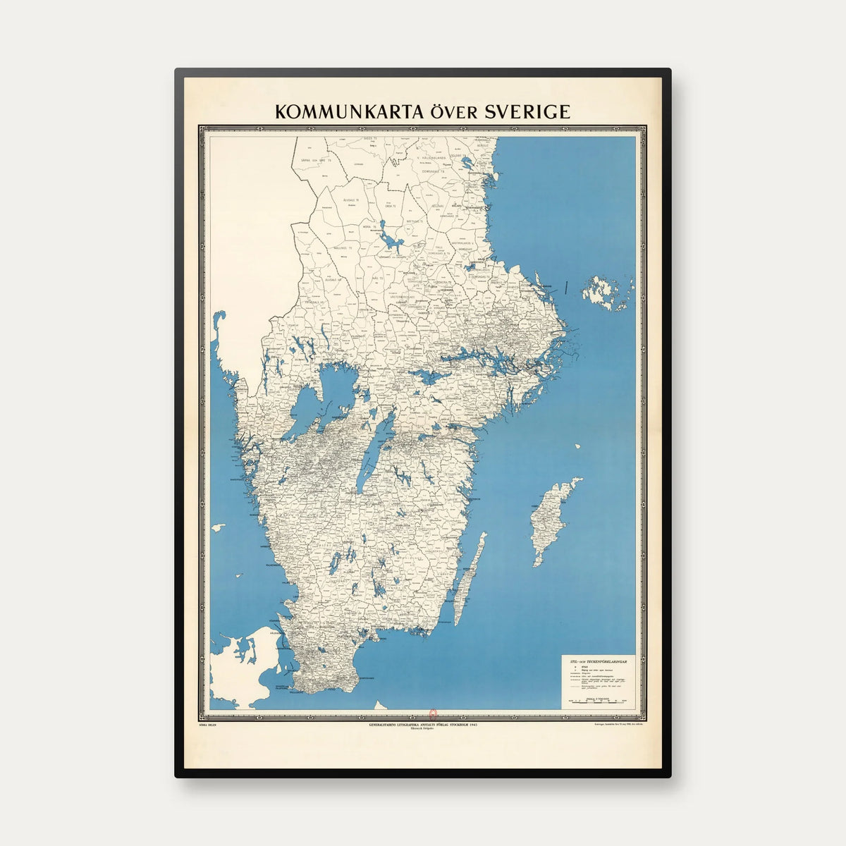 Kommunkarta över Sverige 1945 - Landkort – billede 1