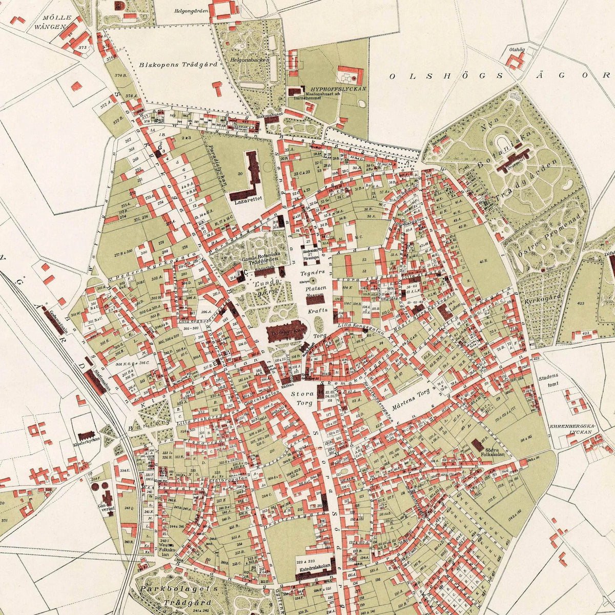 Bykort over Lund, Sverige 1875 – billede 4