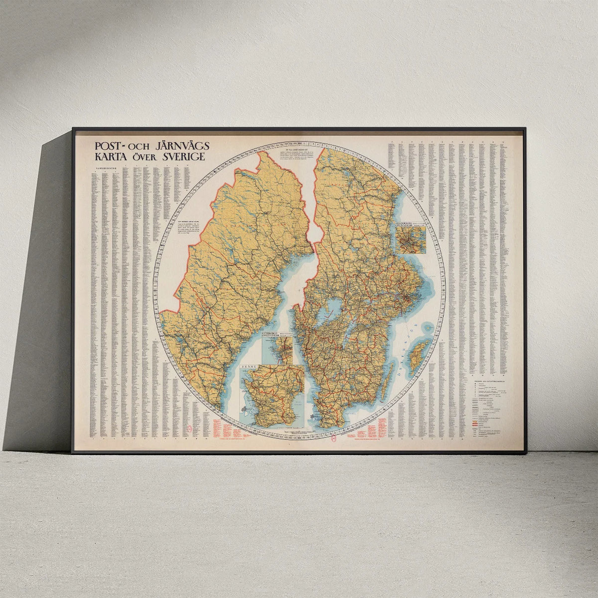 Post- och järnvägskarta över Sverige 1947 - Jernbanekort – billede 3