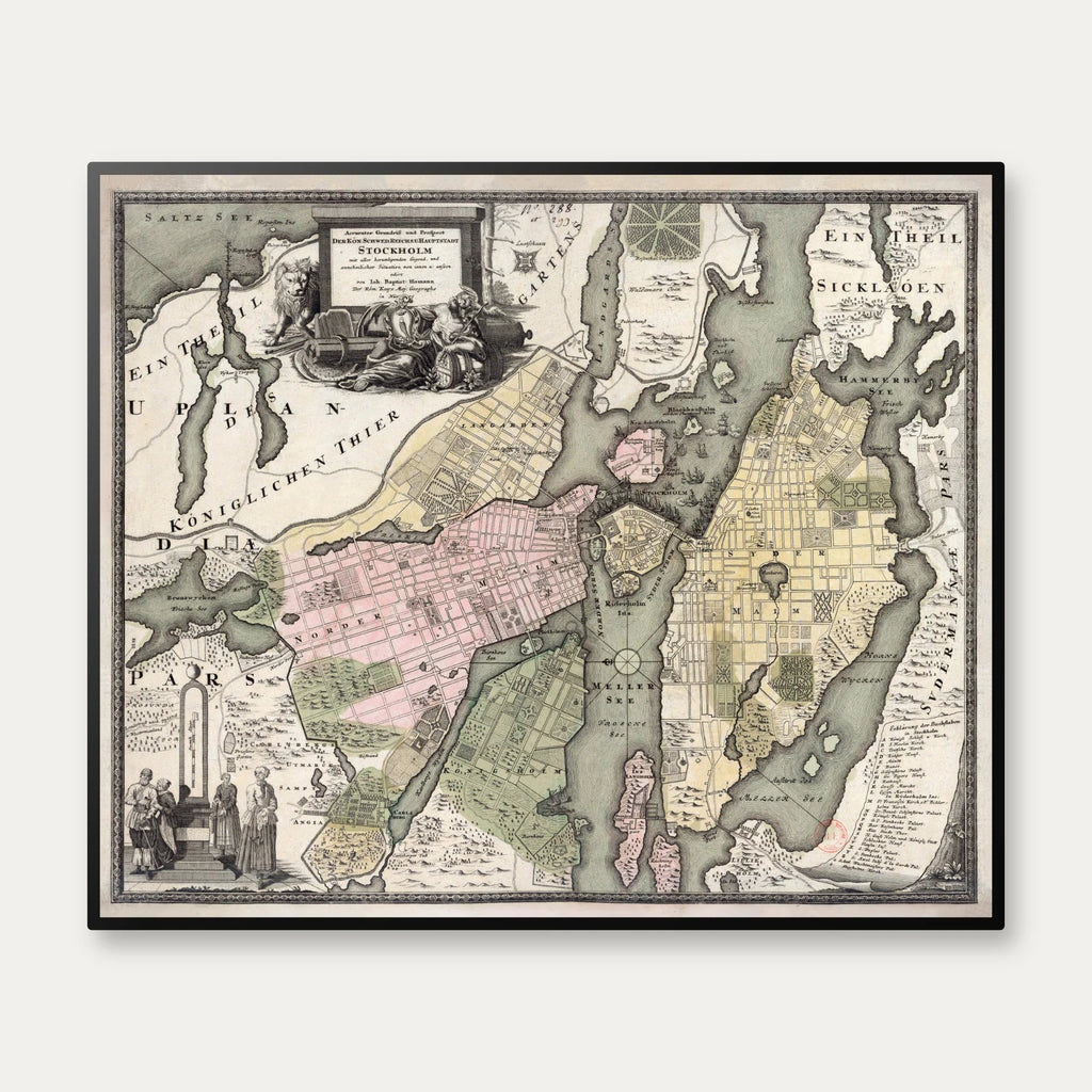 Grundriss und Prospect der Kön. Sverige 1720 - Bykort - 80×67 cm – billede 1