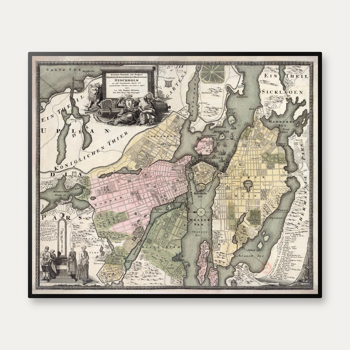 Grundriss und Prospect der Kön. Sverige 1720 - Bykort - 80×67 cm – billede 1