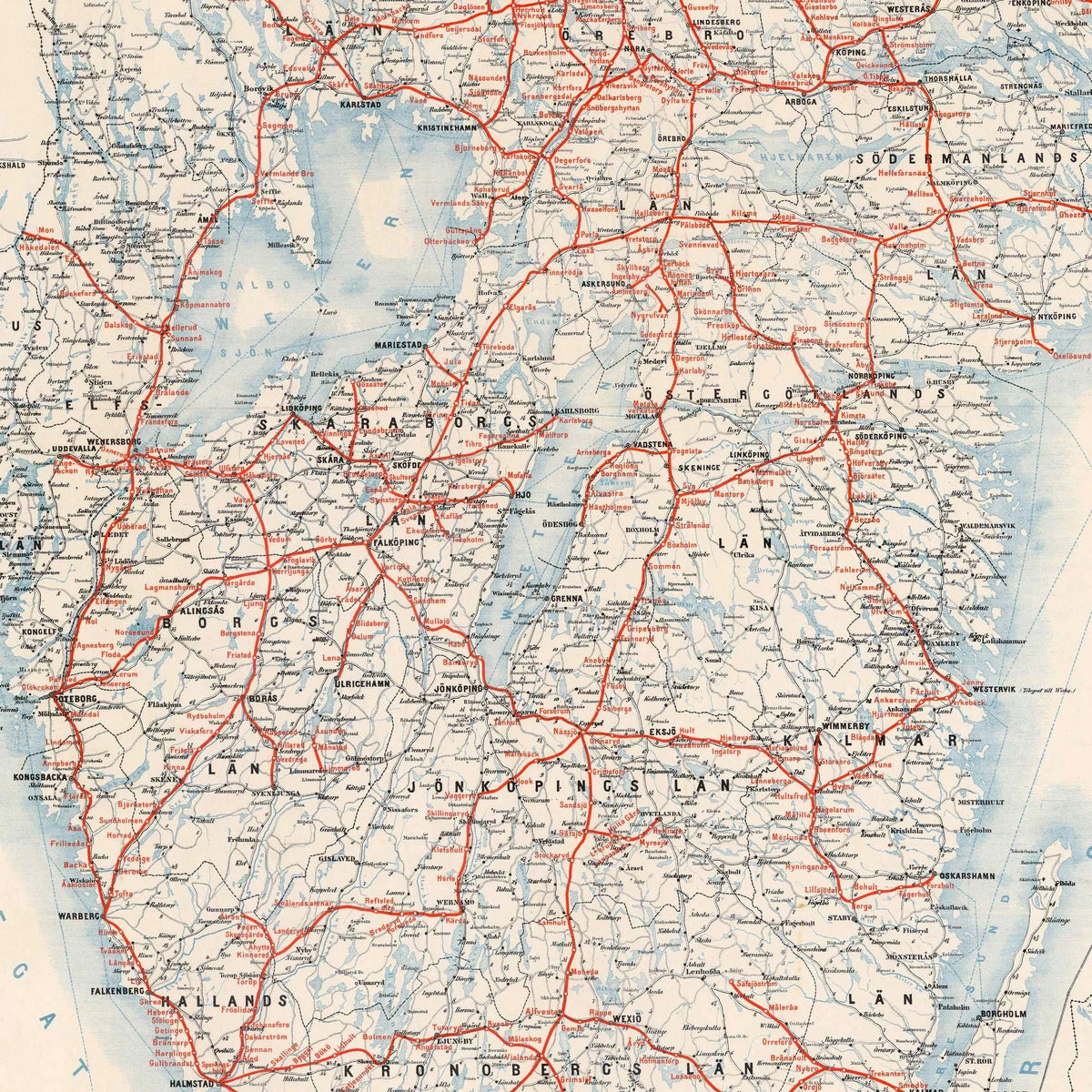 Reskarta öfver Sverige 1890 - Jernbanekort - 90×70 cm – billede 4
