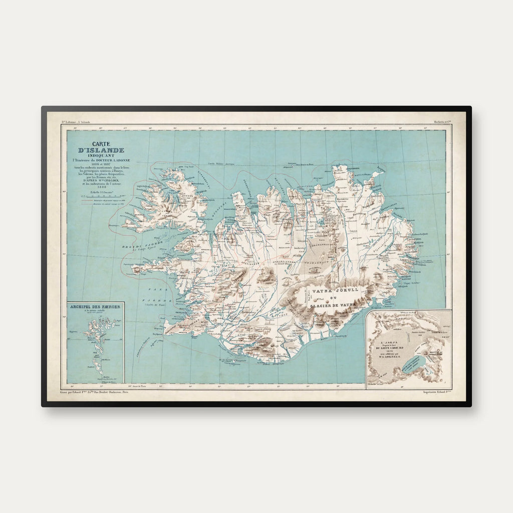 Carte de l'Islande 1888 - Landkort – billede 1