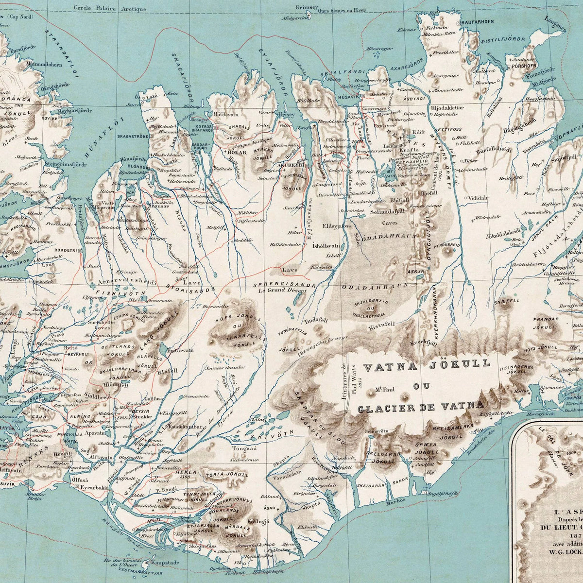 Carte de l'Islande 1888 - Landkort – billede 4