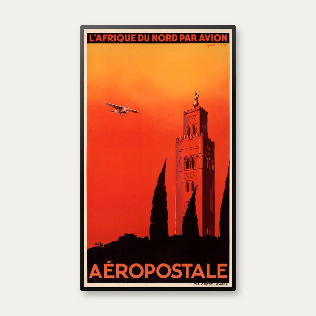 Aéropostale 1932 - L'Afrique du Nord par avion - Rejseplakat - 70×41 cm – billede 1
