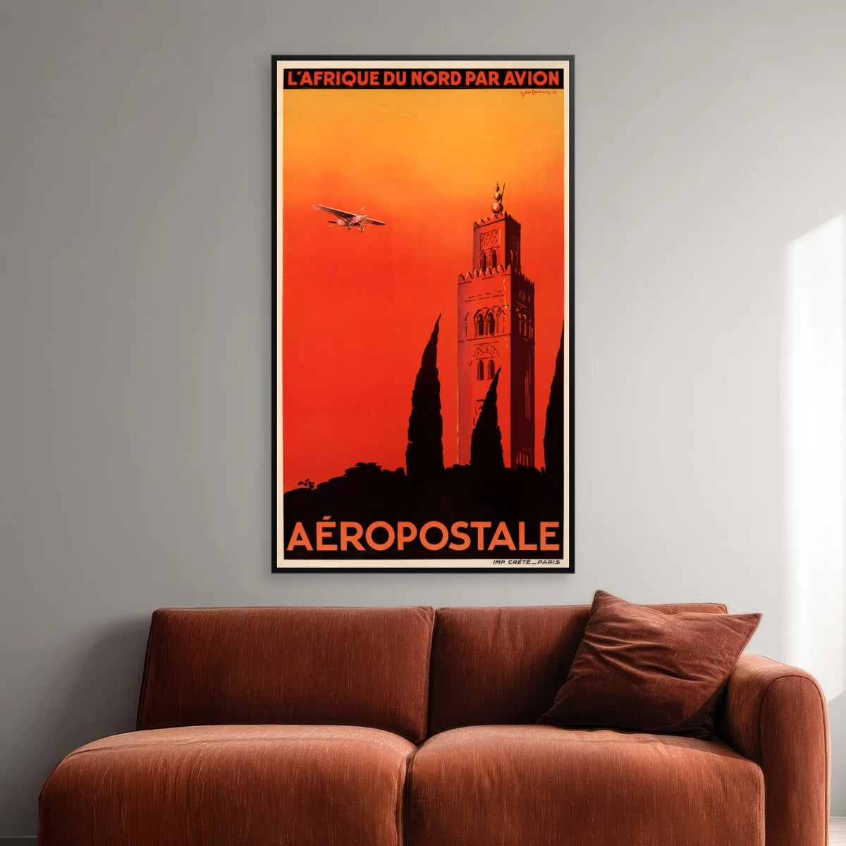 Aéropostale 1932 - L'Afrique du Nord par avion - Rejseplakat - 70×41 cm – billede 2