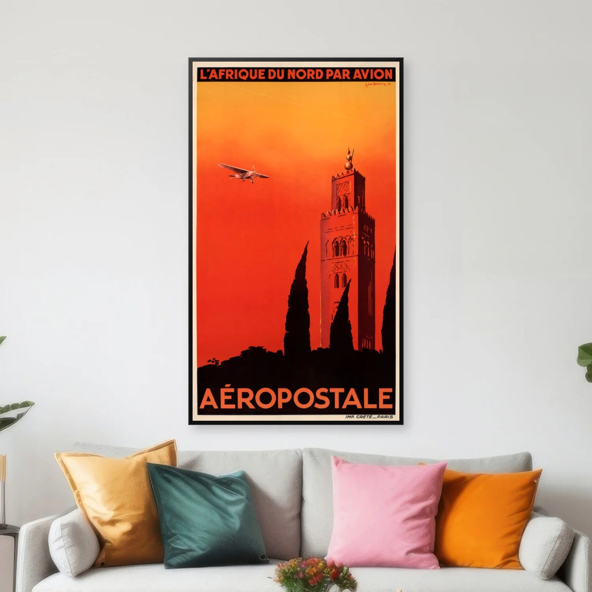 Aéropostale 1932 - L'Afrique du Nord par avion - Rejseplakat - 70×41 cm – billede 3