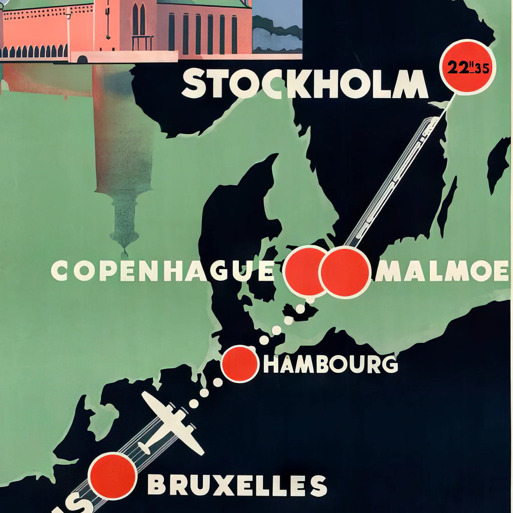 Air France / Paris Stockholm 1935 - Rejseplakat - 37×60 cm – billede 4