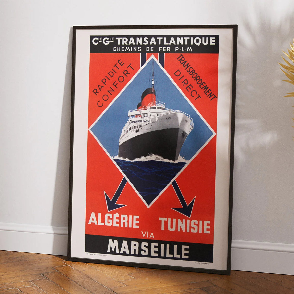 Algérie: Compagnie Générale Transatlantique 1937 - Rejseplakat – billede 2