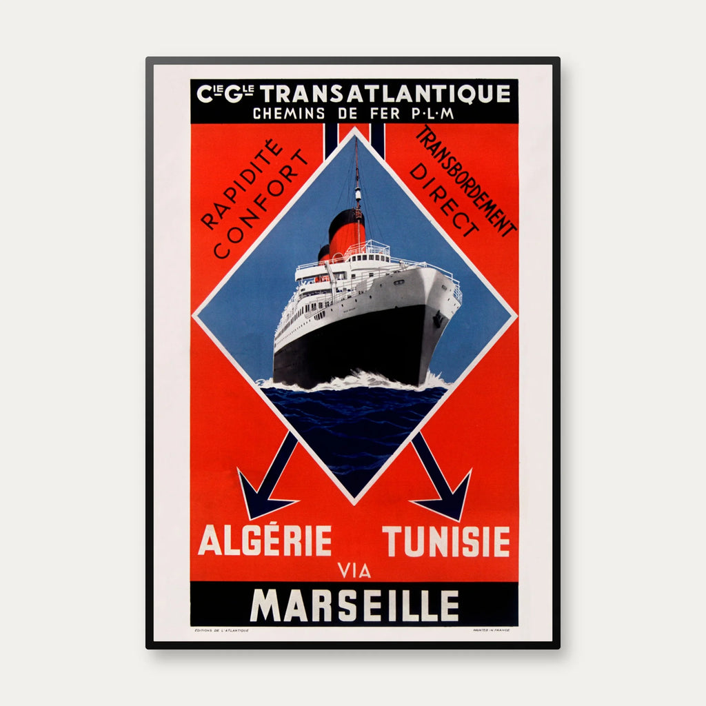 Algérie: Compagnie Générale Transatlantique 1937 - Rejseplakat – billede 1