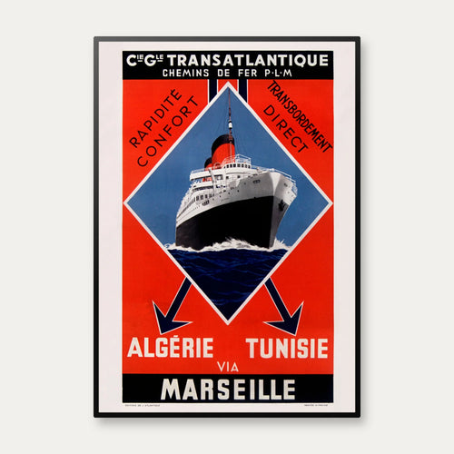Algérie: Compagnie Générale Transatlantique 1937 - Rejseplakat – billede 1