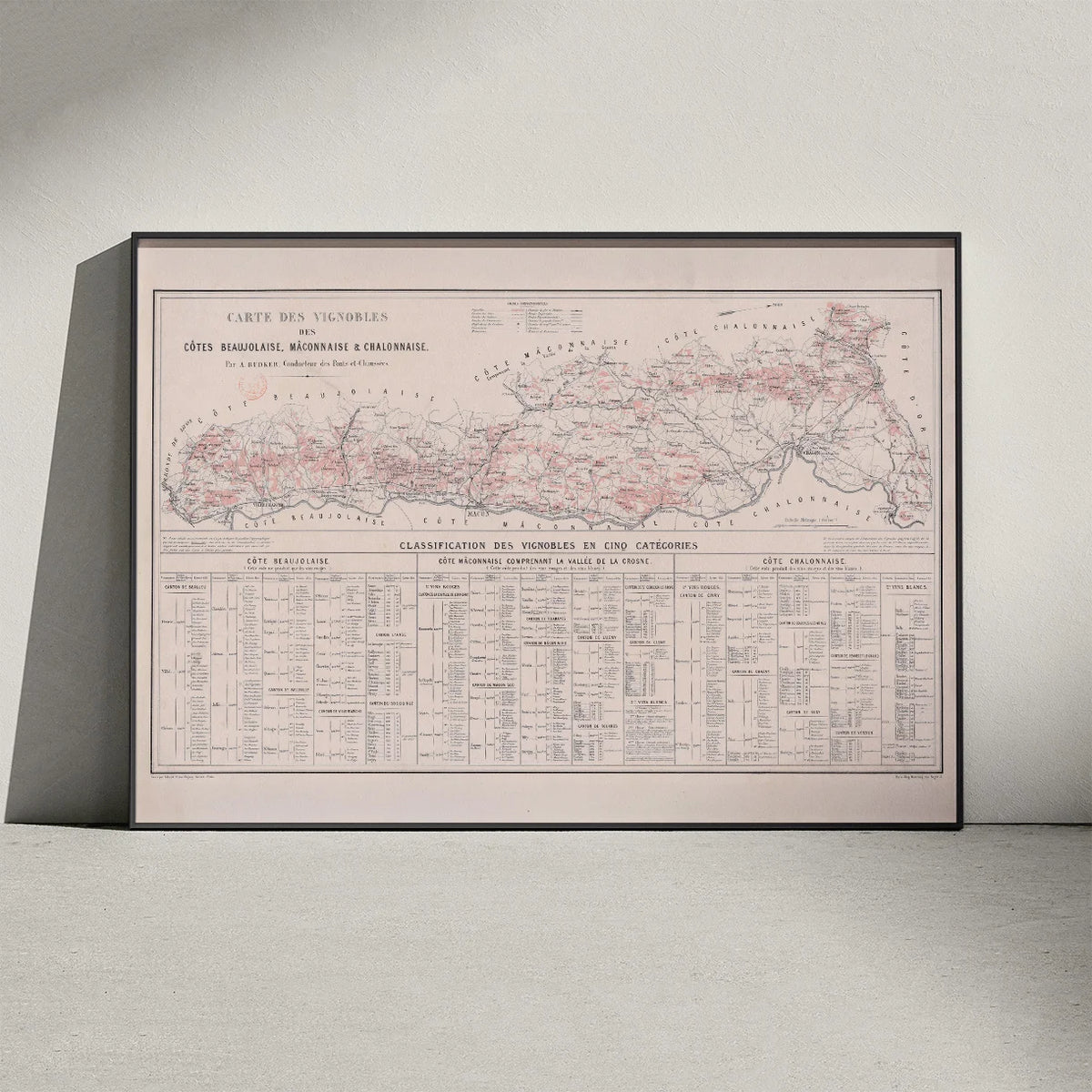 Carte des vignobles des côtes Beaujolaises 1869 - Vinkort – billede 3