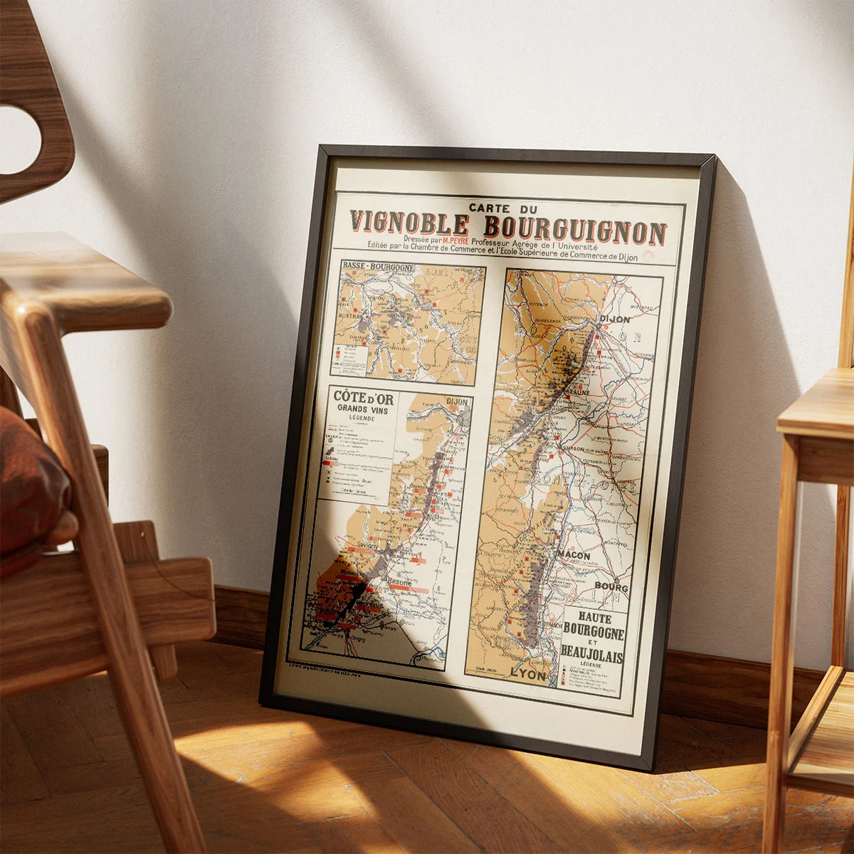 Carte du Vignoble Bourguignon 1934 - Vinkort – billede 3