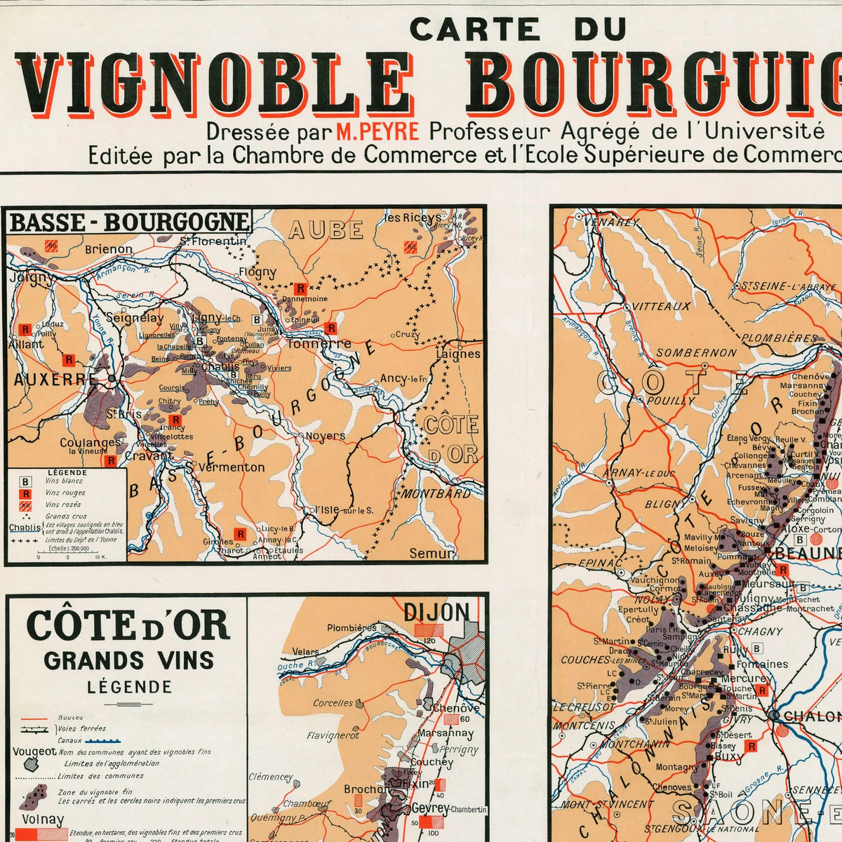Carte du Vignoble Bourguignon 1934 - Vinkort – billede 4