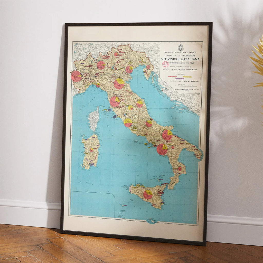 Vitivinicola italiana 1932 - Carta della produzione - Vinkort – billede 2