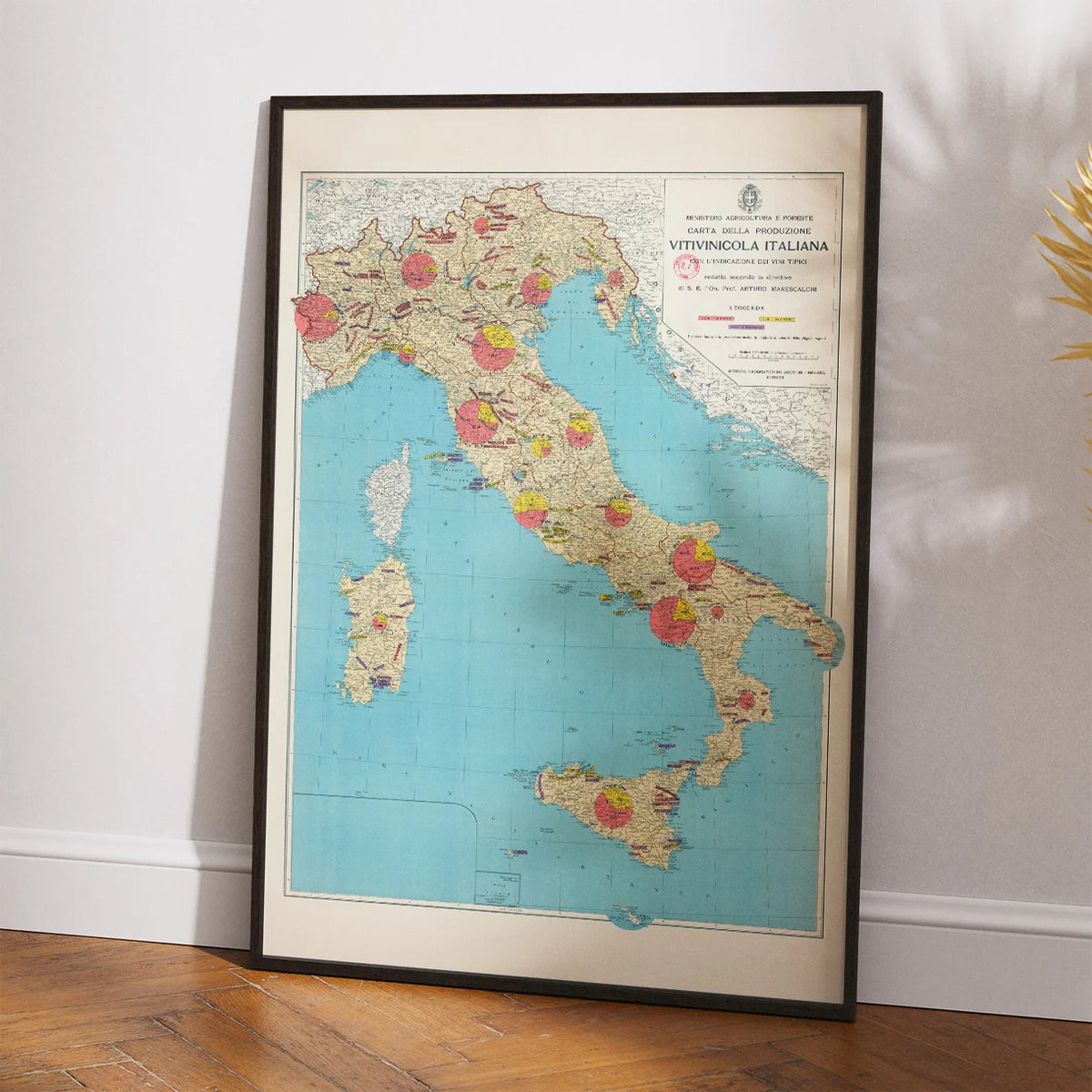 Vitivinicola italiana 1932 - Carta della produzione - Vinkort – billede 2