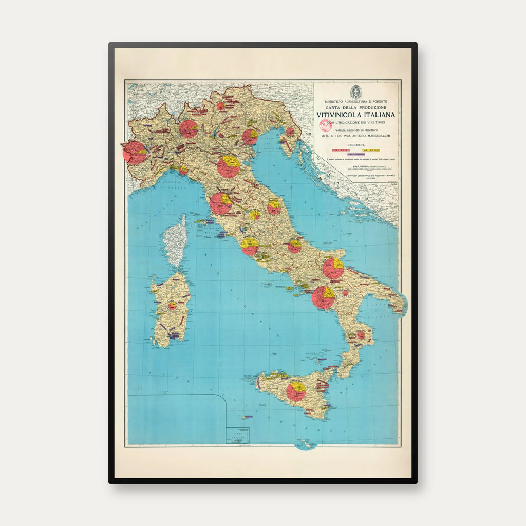 Vitivinicola italiana 1932 - Carta della produzione - Vinkort – billede 1