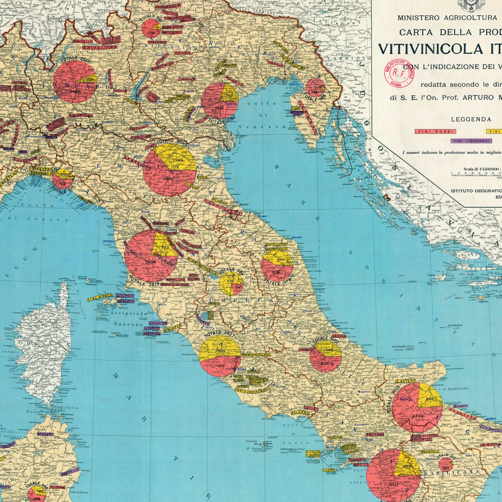 Vitivinicola italiana 1932 - Carta della produzione - Vinkort – billede 4