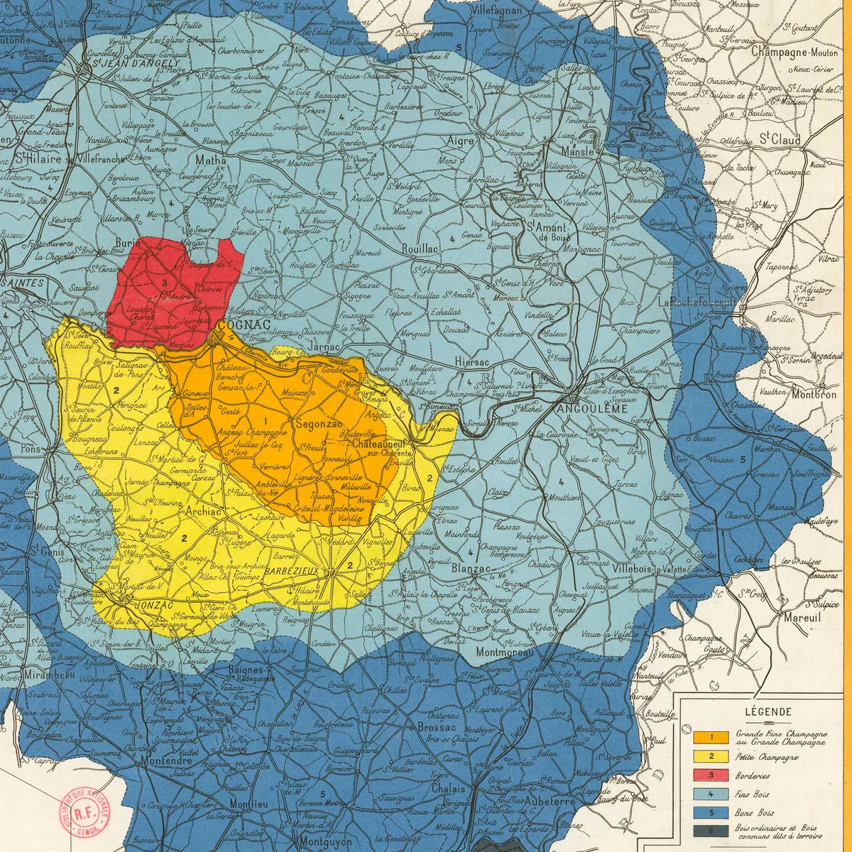 Carte des crus du Cognac 1938 - Vinkort – billede 4