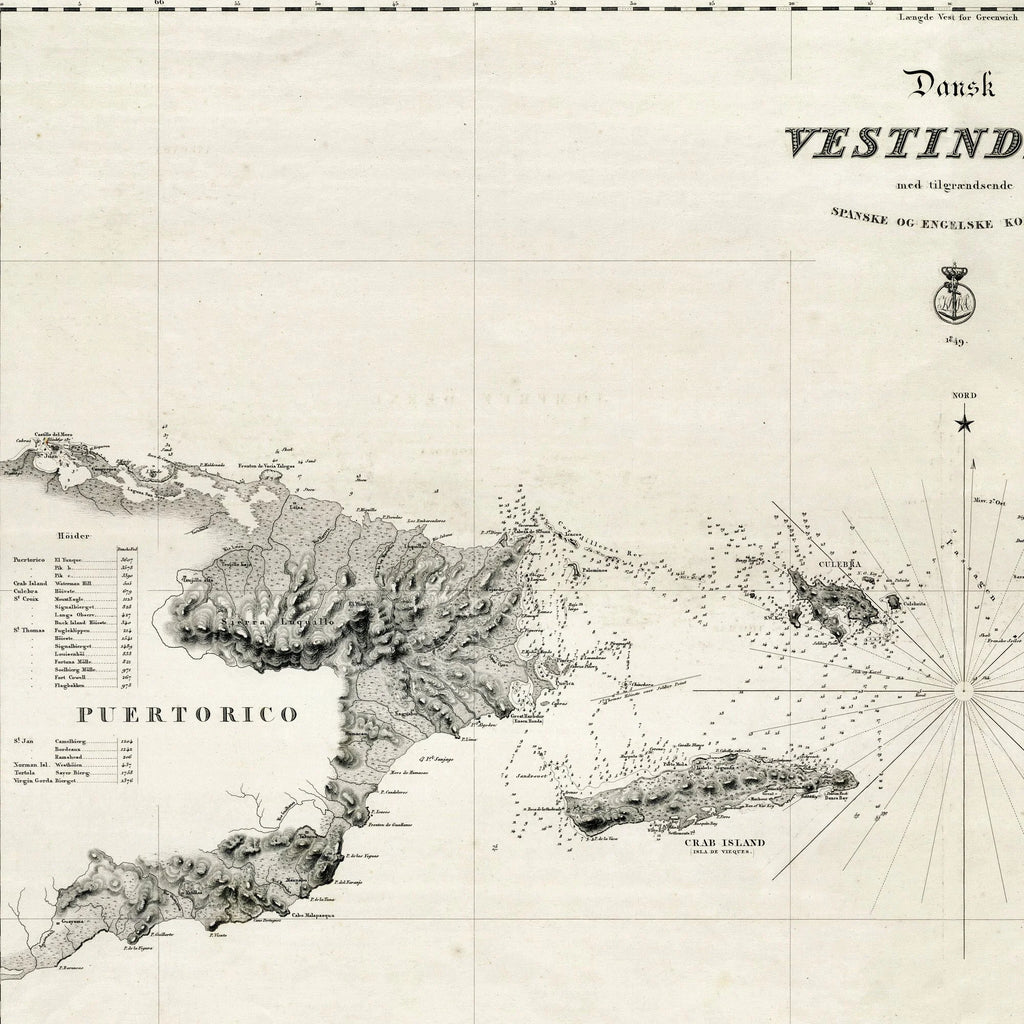 Dansk Vestindien med nabolande 1849 - Søfartskort – billede 4