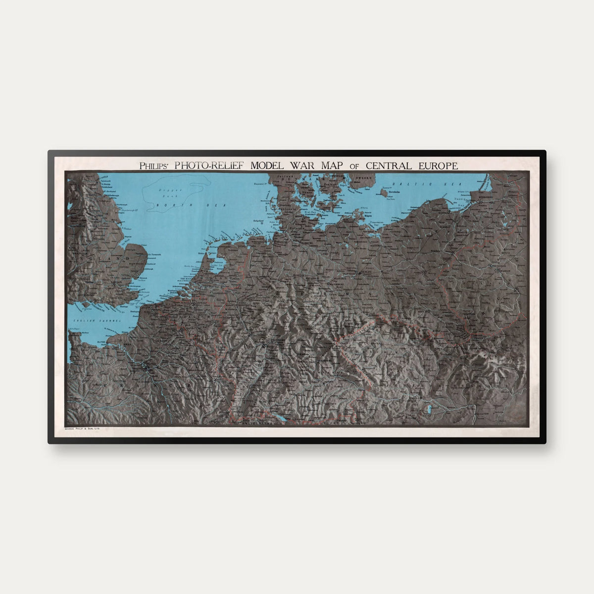 Philips' War Map of Central Europe - Krigskort - 100×59 cm – billede 1