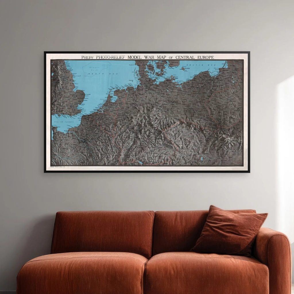 Philips' War Map of Central Europe - Krigskort - 100×59 cm – billede 2