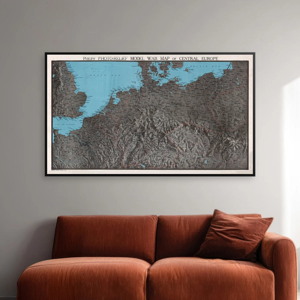 Philips' War Map of Central Europe - Krigskort - 100×59 cm – billede 2