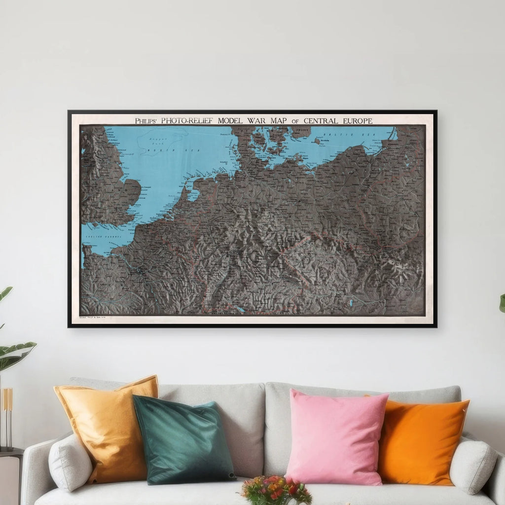 Philips' War Map of Central Europe - Krigskort - 100×59 cm – billede 3