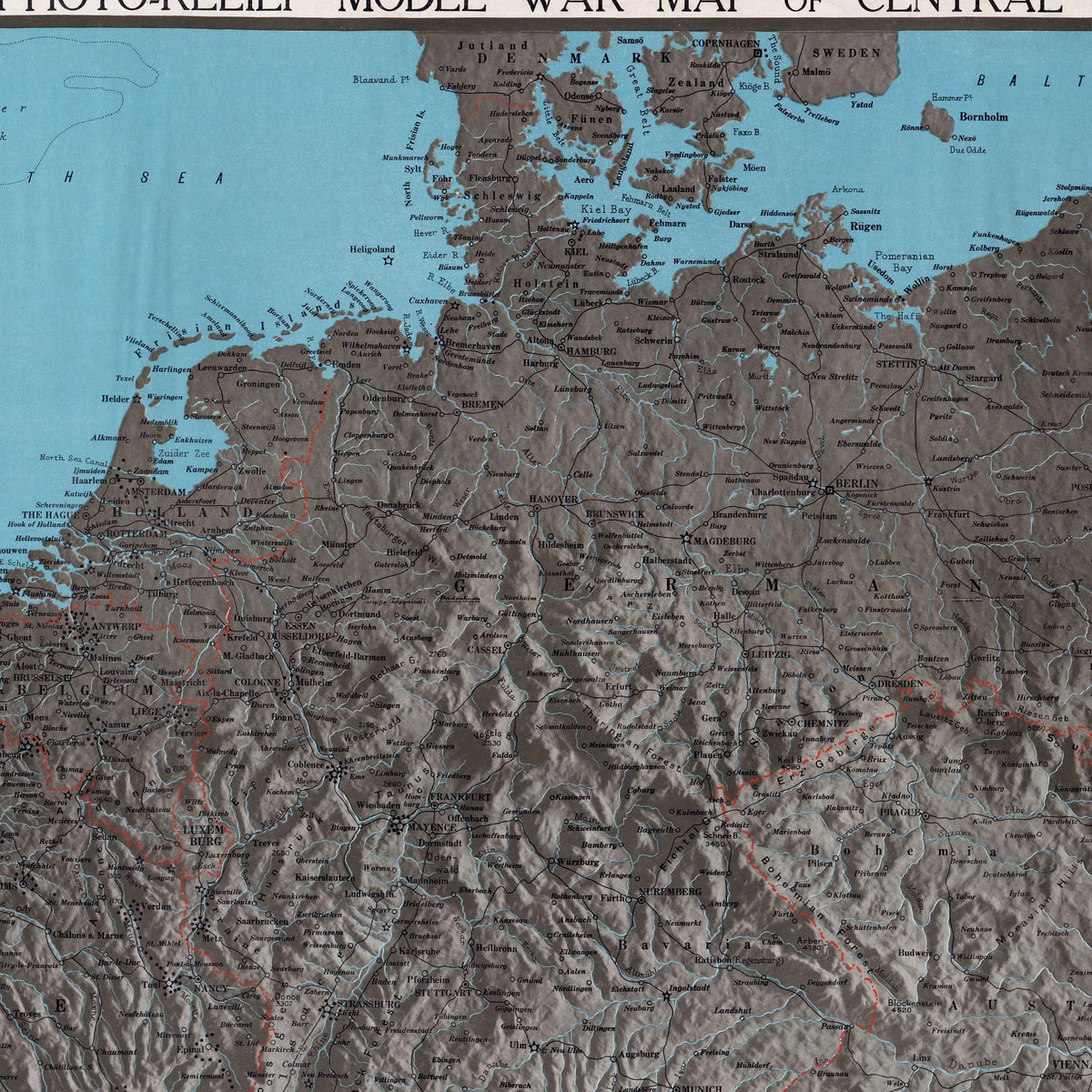Philips' War Map of Central Europe - Krigskort - 100×59 cm – billede 4