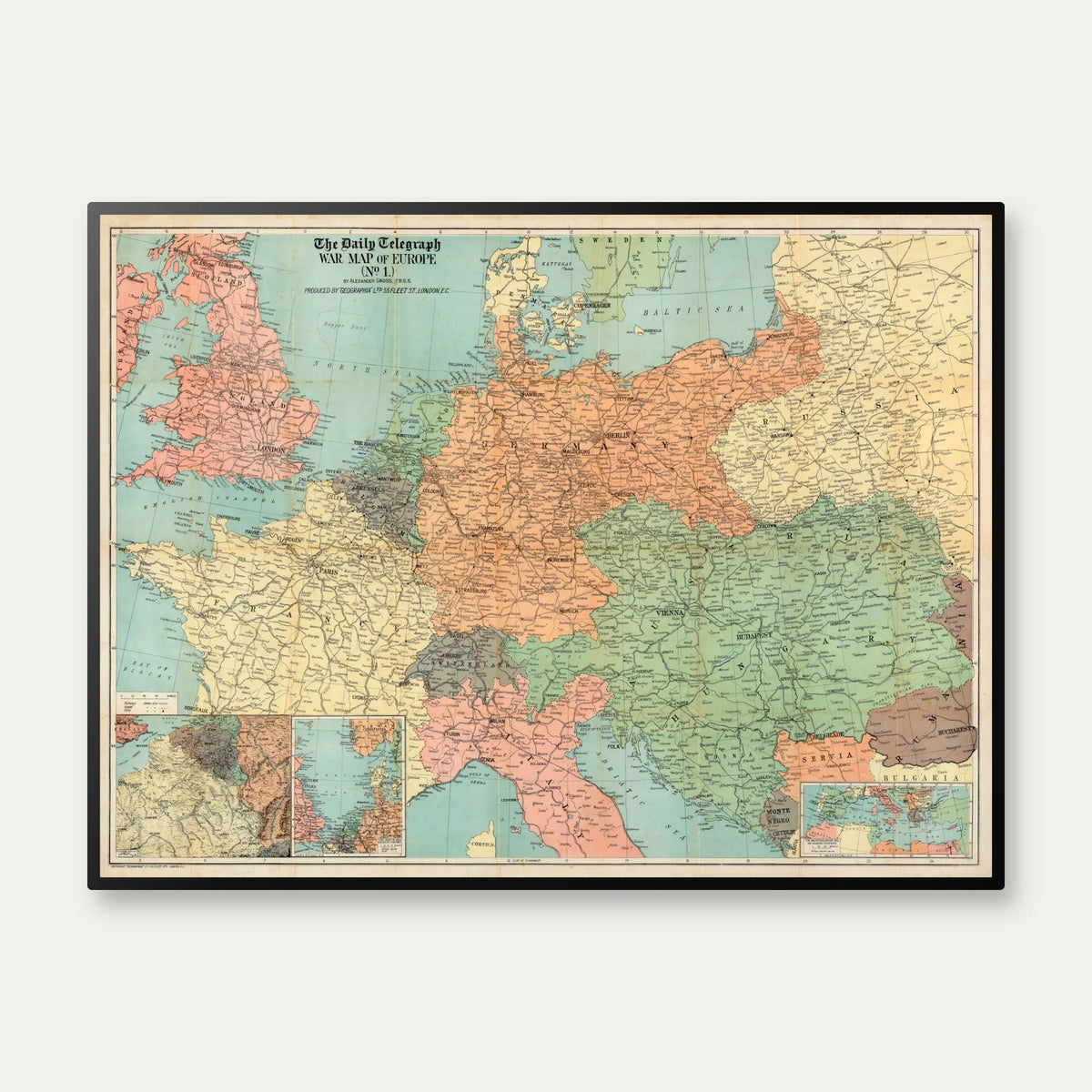 The Daily Telegraph: Krigskort over Europa 1916 - 100×75 cm – billede 1