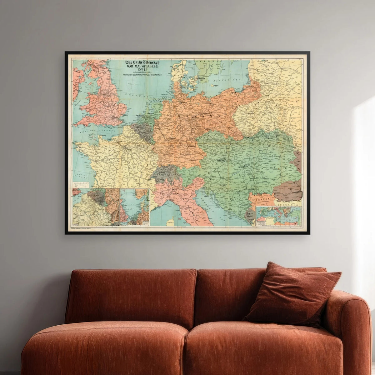 The Daily Telegraph: Krigskort over Europa 1916 - 100×75 cm – billede 2