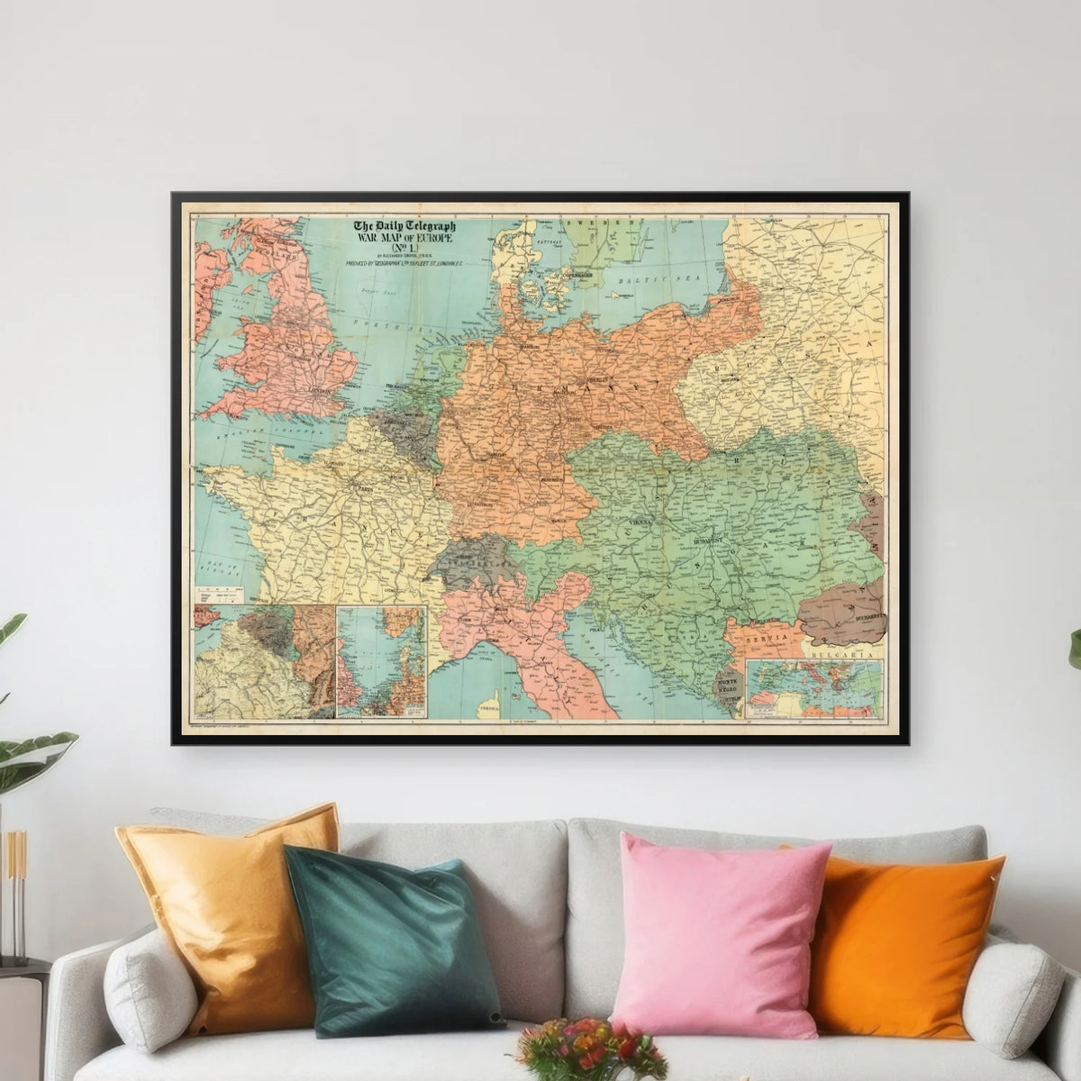 The Daily Telegraph: Krigskort over Europa 1916 - 100×75 cm – billede 3