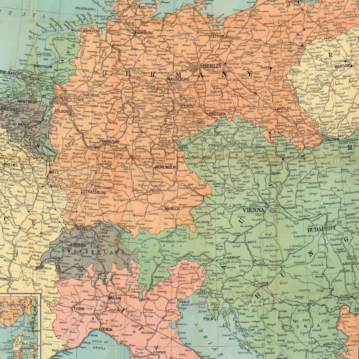 The Daily Telegraph: Krigskort over Europa 1916 - 100×75 cm – billede 4