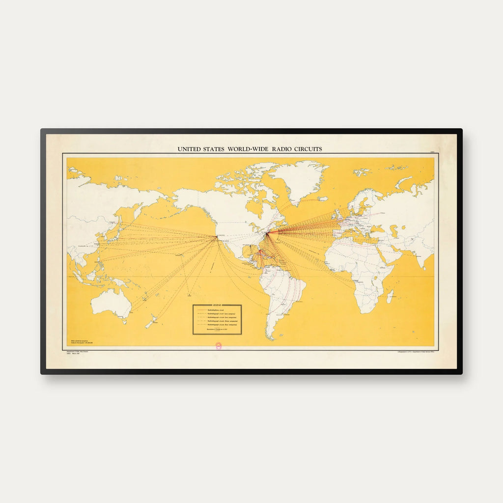 United States World-Wide Radio Circuits 1947 - Kort - 120×70 cm – billede 1