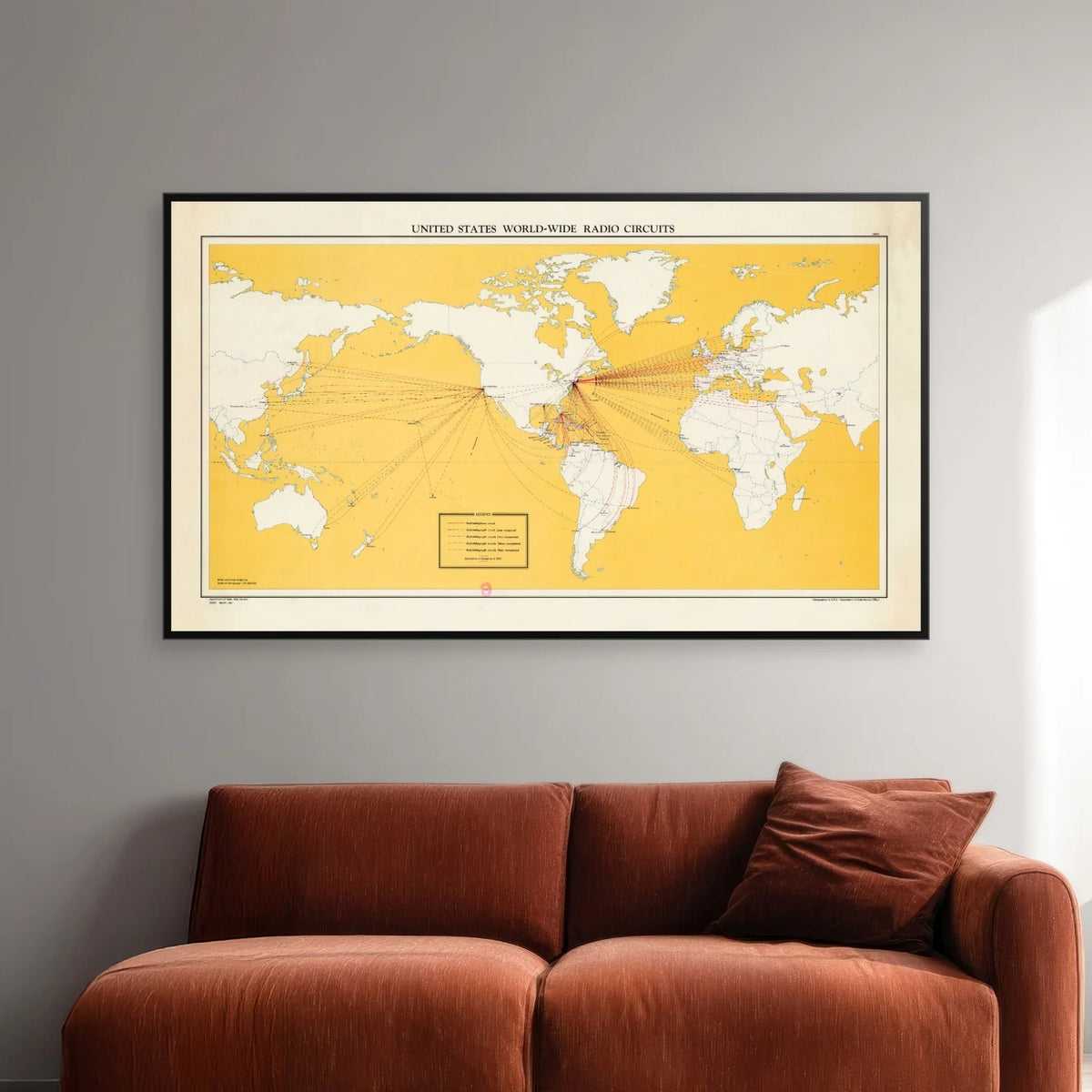 United States World-Wide Radio Circuits 1947 - Kort - 120×70 cm – billede 2