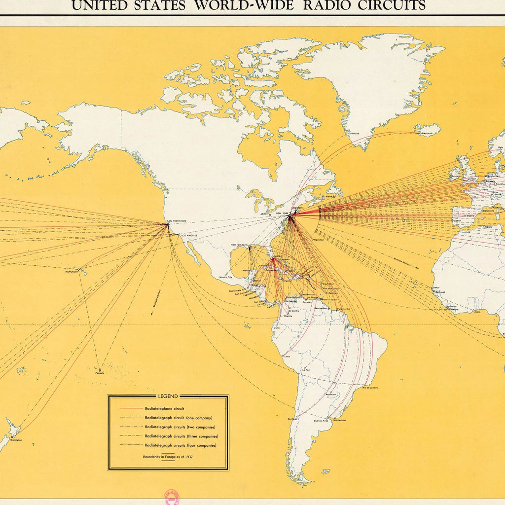 United States World-Wide Radio Circuits 1947 - Kort - 120×70 cm – billede 4