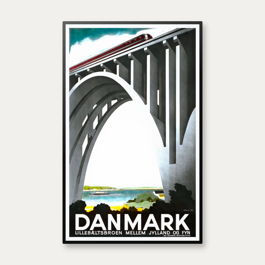 Lillebæltsbroen Danmark - DSB 1935 - Reklameplakat - 70×44 cm – billede 1