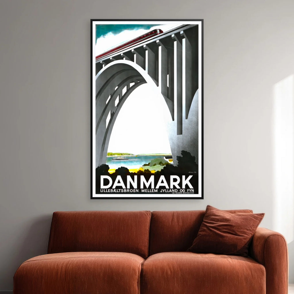 Lillebæltsbroen Danmark - DSB 1935 - Reklameplakat - 70×44 cm – billede 2