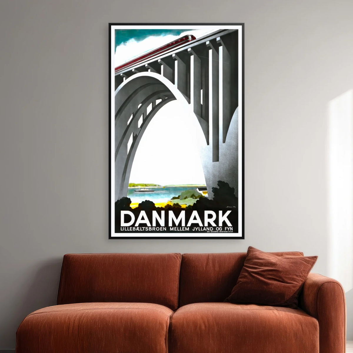 Lillebæltsbroen Danmark - DSB 1935 - Reklameplakat - 70×44 cm – billede 2