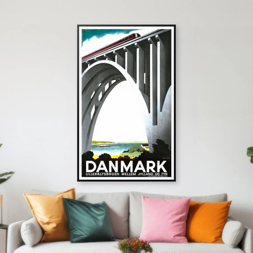 Lillebæltsbroen Danmark - DSB 1935 - Reklameplakat - 70×44 cm – billede 3