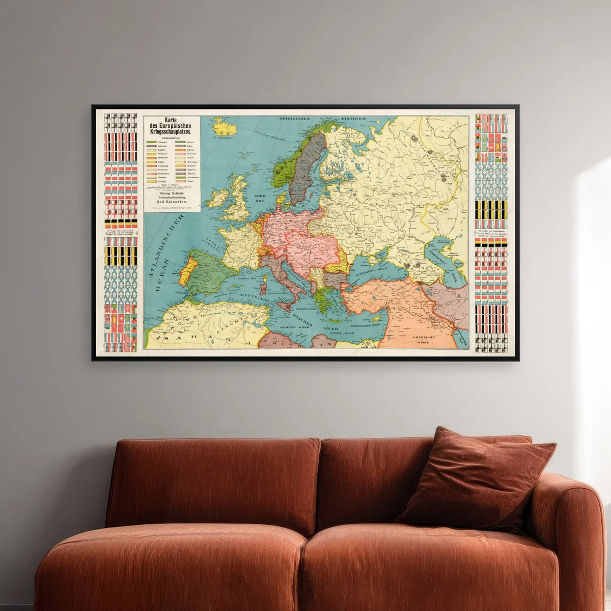 Kort over den europæiske krigsskueplads 1914 - Krigskort - 100×60 cm – billede 2