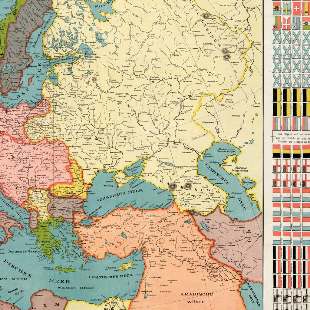 Kort over den europæiske krigsskueplads 1914 - Krigskort - 100×60 cm – billede 4