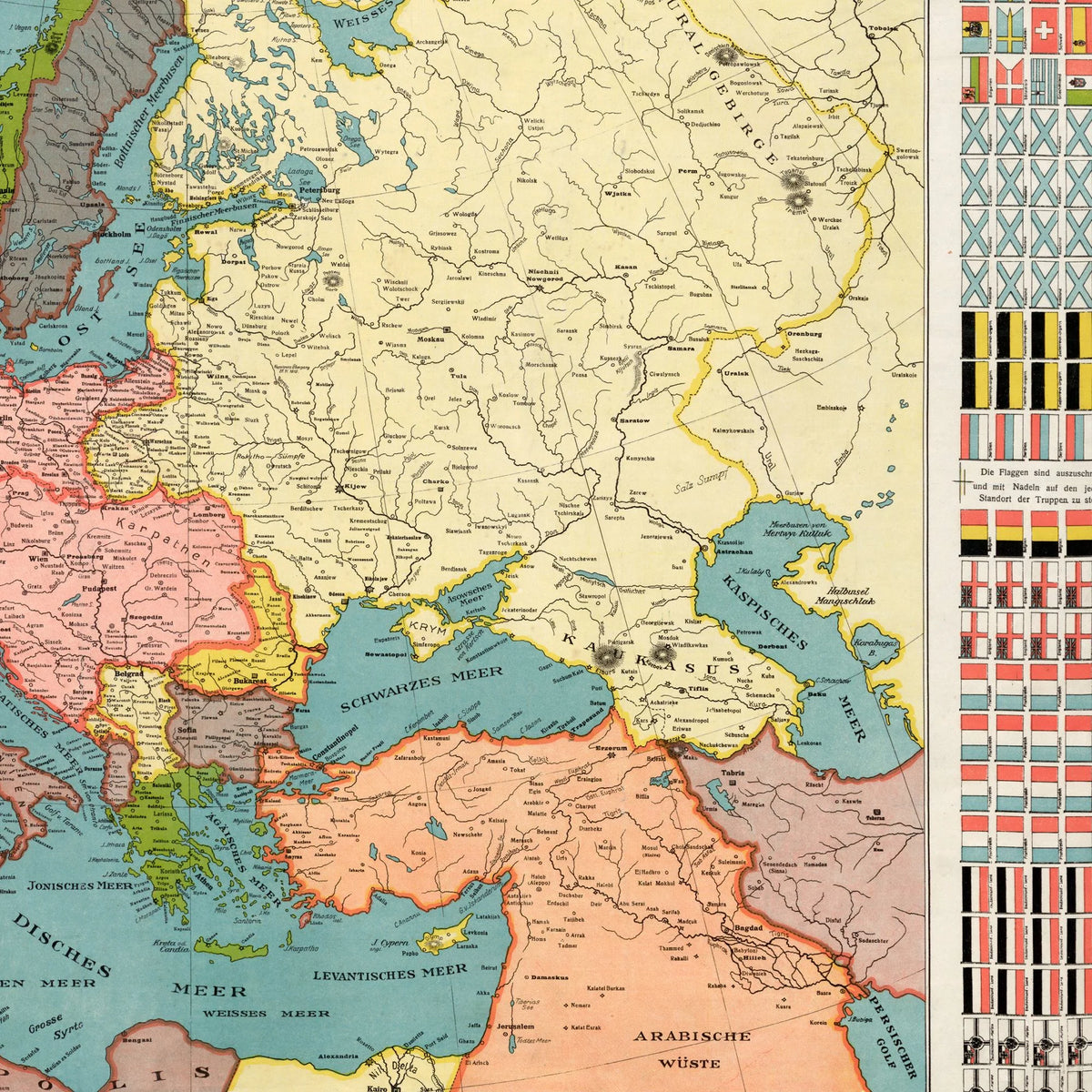 Kort over den europæiske krigsskueplads 1914 - Krigskort - 100×60 cm – billede 4