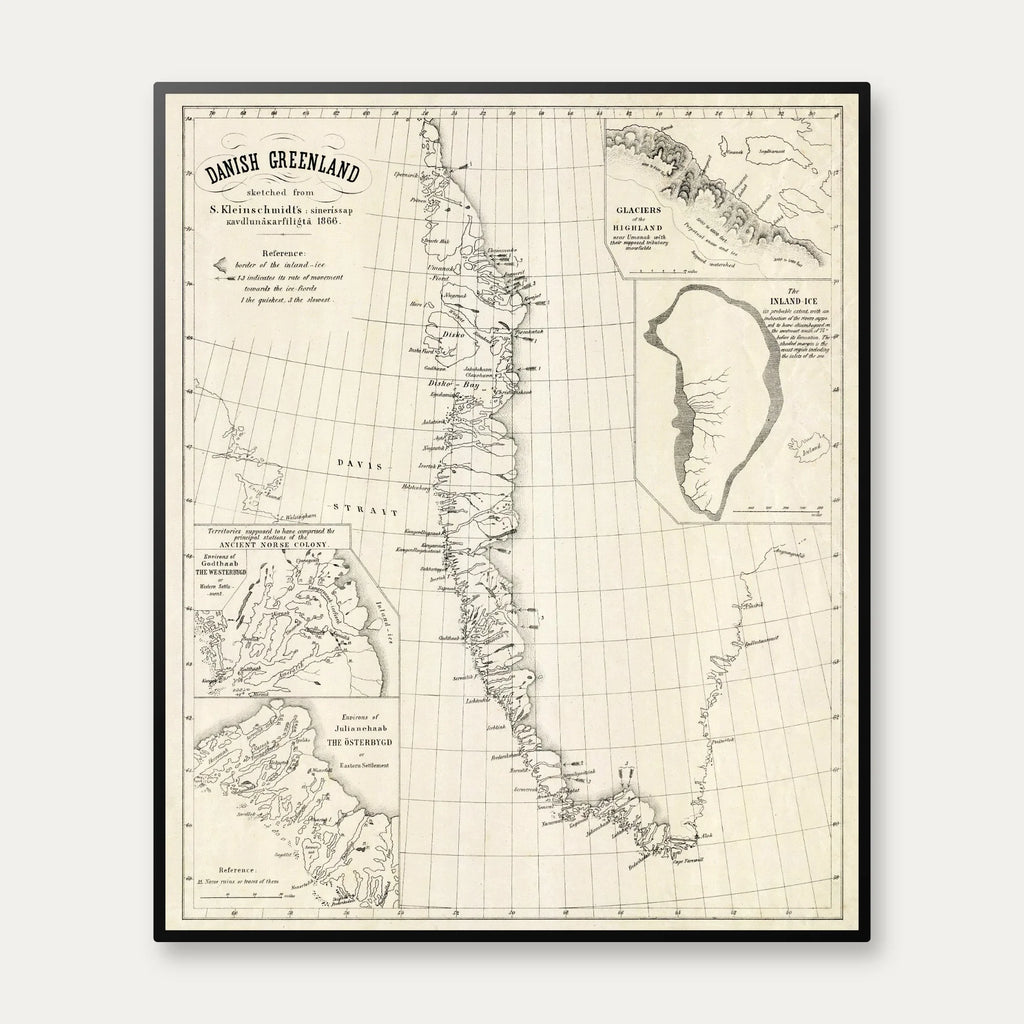 Danish Greenland 1870-1875 - Landkort - 50×60 cm – billede 1