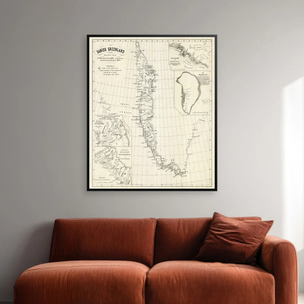 Danish Greenland 1870-1875 - Landkort - 50×60 cm – billede 2