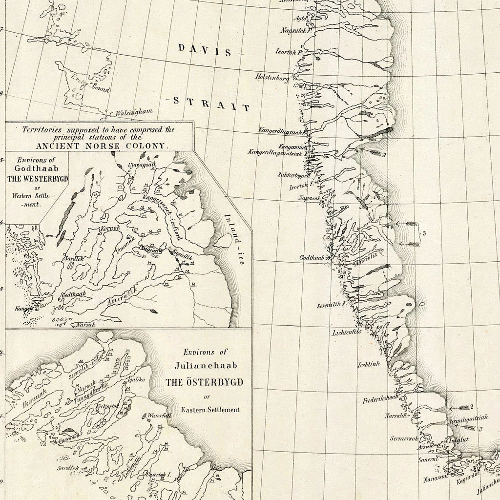 Danish Greenland 1870-1875 - Landkort - 50×60 cm – billede 4