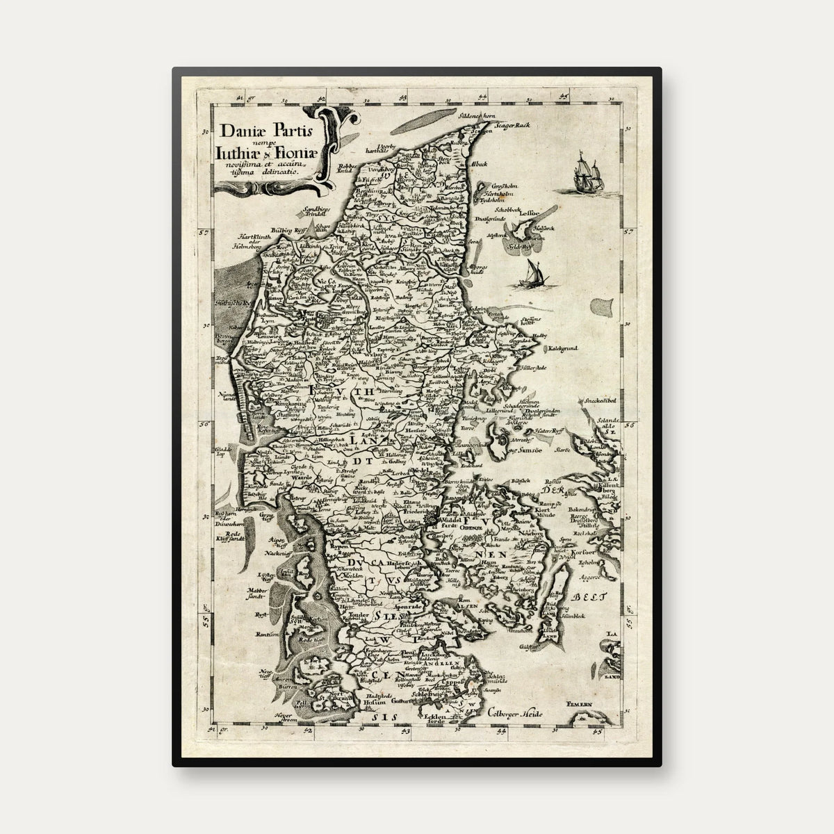 Jylland & Fyn 1700 - Landkort – billede 1