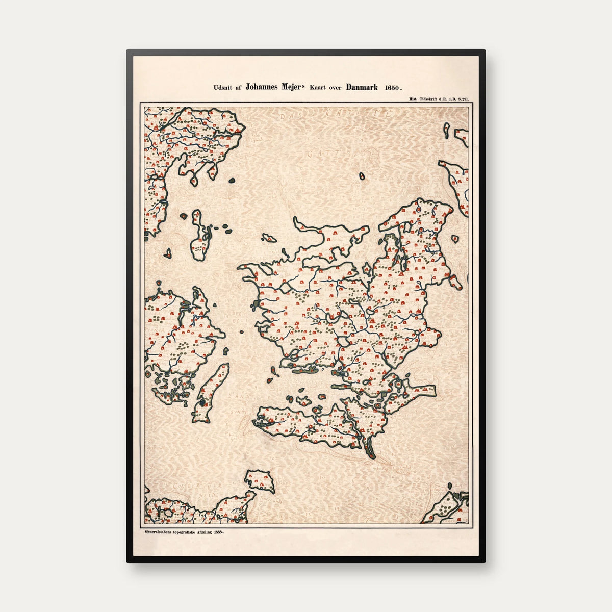 Sjælland, Danmark 1730 - Johannes Mejer - Landkort – billede 1